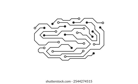 Un Vector de Tablero de circuito minimalista que representa el núcleo de la inteligencia artificial y la conectividad digital. 