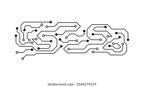 Un Vector de Tablero de circuito minimalista que representa el núcleo de la inteligencia artificial y la conectividad digital. 