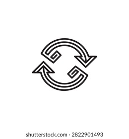Minimalist circular arrows icon showing continuous process flow design
