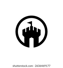 Minimalist Circular Castle Tower Logo Vector