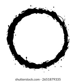 Um quadro circular minimalista feito com um traçado de pincel sólido e limpo. Um símbolo de círculo zen abstrato para meditação e design moderno.