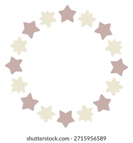 Marco circular minimalista hecho de Formas de estrella simples. Diseño decorativo moderno de la corona de la estrella del Vector perfecto para las tarjetas de vacaciones, las invitaciones, la marca, y los proyectos gráficos festivos