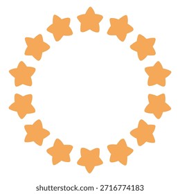 Marco circular minimalista hecho de Formas de estrella simples. Diseño decorativo moderno de la corona de la estrella del Vector perfecto para las tarjetas de vacaciones, las invitaciones, la marca, y los proyectos gráficos festivos
