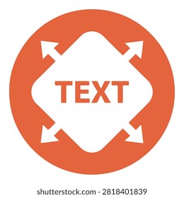A minimalist circular icon featuring a central diamond shape with outward pointing arrows and central text. Perfect for user interface design and web navigation tools.