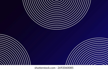Padrão de linha circular minimalista no fundo azul escuro, geométrico abstrato branco concêntrico círculos vetoriais, fundo futurista moderno, textura digital elegante, arte de papel de parede abstrata simples