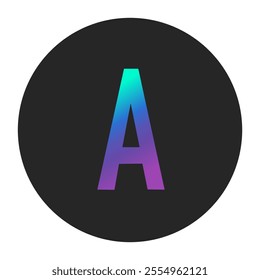 Minimalist circular logo design featuring the letter ‘A’ with a vibrant gradient of turquoise to purple, set against a black background. Ideal for branding, digital media, and modern graphic projects.