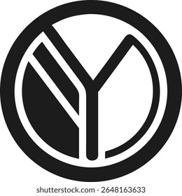 Minimalist circular logo design featuring abstract letter y and design elements