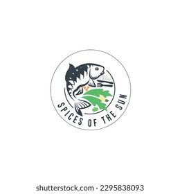 Minimalist circular logo design for sea food business.