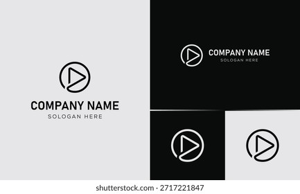 Concepto de logotipo de Botón de juego circular minimalista