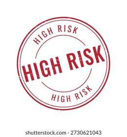 minimalist circular red high risk stamp with thin line border and weathered ink effect for