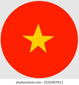 A minimalist, circular version of the Vietnamese flag with a red background.