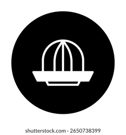Ilustração minimalista de espremedor de citrinos no fundo preto mostrando design simples e utensílios de cozinha imagens para projetos de design