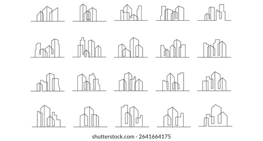Minimalist City Building Line Bundle