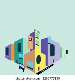 Minimalist city with emphasize on 2 points perspective view.