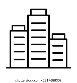 Minimalist cityscape line icon representing modern urban skyscraper buildings architecture design with building