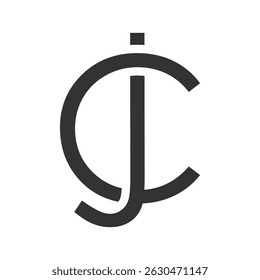 minimalist CJ or JC logo lettermark with a unique in a clean style.