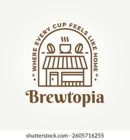 minimalist classic coffee shop line art icon logo vector illustration design. simple modern restaurant and cafe shop logo concept