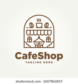 minimalist classic coffee shop line art icon logo vector illustration design