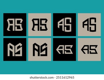 AS diseño de conjunto de logotipos minimalista y clásico. AS monograma poligonal y Vector de forma circular.