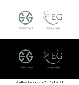 EG minimalist and classic logo set design. EG monogram circle shape vector. EG unique design.
