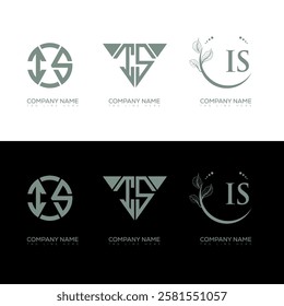 IS minimalist and classic logo set design. IS monogram circle shape vector. IS unique design.
