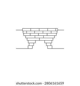 Minimalist classic stepped brick corbel arch ledge in single line art style