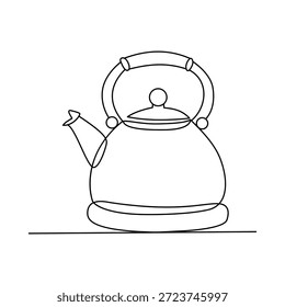Ilustración de arte de línea de caldera de té clásico minimalista
