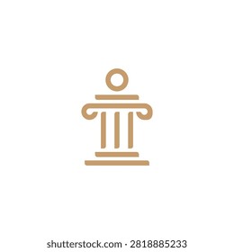 Minimalist classical column pillar icon with circular top in beige, minimalist