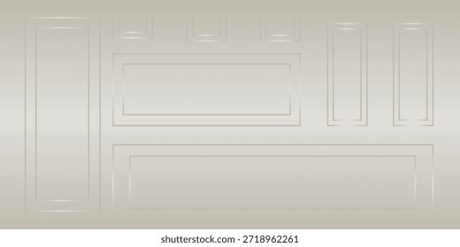 Diseño minimalista de pared clásica en tonos neutros suaves, ideal para maquetas, renderizaciones 3D o escenas de habitación elegantes.