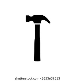 Um martelo de garra minimalista como um ícone de silhueta preto sólido. Uma ferramenta simples para projetos DIY, trabalhos de construção e reparos domésticos.