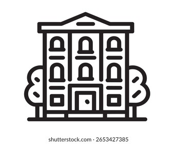 Minimalist clean 2D vector building icon