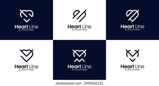 Minimalist clean heart icon love logo design collection