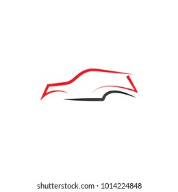 Minimalist clean line art car automotive logo design template vector
