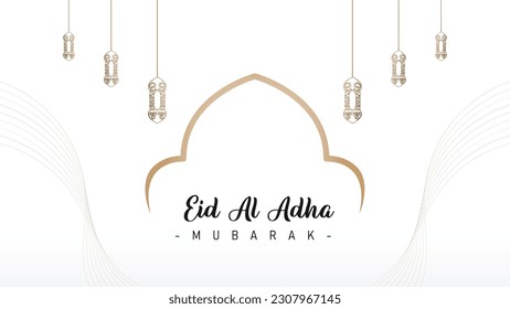 Minimalist and clean poster background banner design for the celebration of the Islamic religion, namely Eid al-Adha
