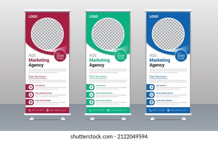 Minimalist clean and simple traveling business agency roll up banner design template