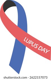 Minimalist and clean vector illustration of a lupus awareness ribbon featuring a dual-colored blue and purple design with the label Lupus Day.