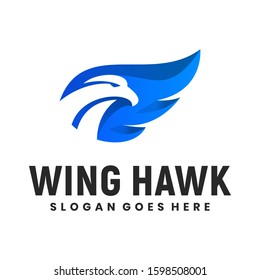 Minimalist Clean Wing Hawk Logo Template.