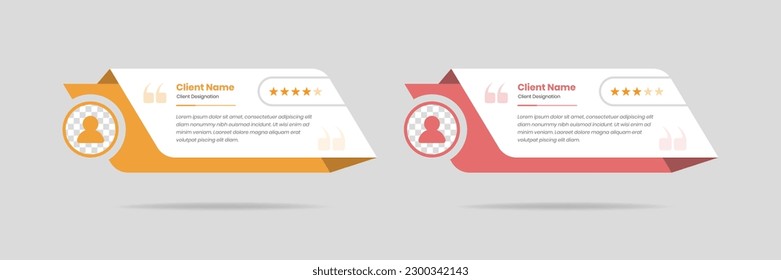 Minimalist client feedback or customer review template design element for a website