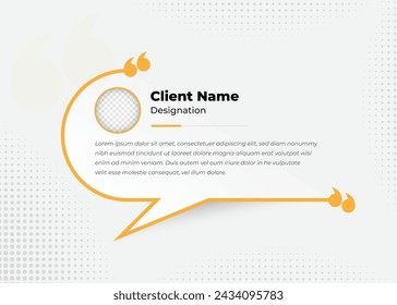 Minimalist client testimonial template design with image placeholder