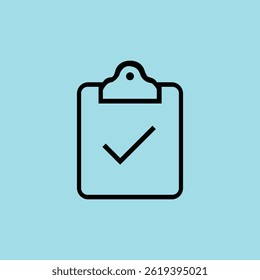  Minimalist clipboard with a bold check mark, representing task completion, approval, success, and productivity in business, office, or educational contexts.