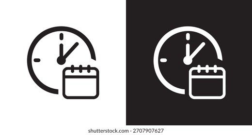 Icono minimalista del reloj y del calendario para programar App
