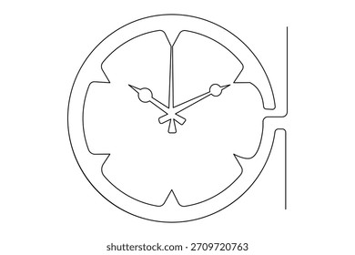 Minimalist clock continuous line drawing icon symbol isolate design element