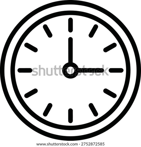 Minimalist Clock Face Icon with Hour and Minute Hands Outline Graphic
