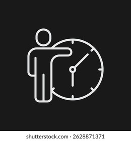 Relógio Minimalista e Ícone Humano Simples Preto e Branco Abstrato Vetor para Gerenciamento de Tempo e Produtividade Moderno Linha Arte Silhueta Design