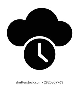 Minimalist clock icon integrated into stylized cloud shape vector illustration