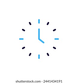 Minimalistische Uhr Symbol Vektor-Illustration. Einfaches grafisches Element mit dünner Strichlinie und Zeitangabe. Zeitmanagement und Zeitplanung