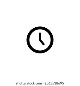 Minimalist Clock Icon Vector on White Background