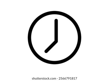 Minimalist Clock Icon Vector on White Background