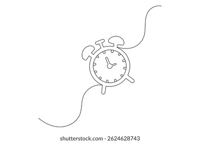 Relógio minimalista desenho de uma linha ilustração vetor contorno contínuo isolado no branco