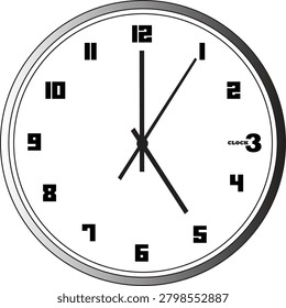 Minimalist clock outline vector illustration featuring a clean and modern line art design. This time-related icon is ideal for scheduling applications, alarm concepts, productivity tools, business projects, websites, mobile applications, user interface designs, and infographic elements. Isolated on a white background with scalable vector quality and editable strokes.